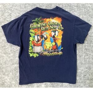 Margaritaville T-shirt Mens Large Blue Parrots Drinking Seniors Key West Merch